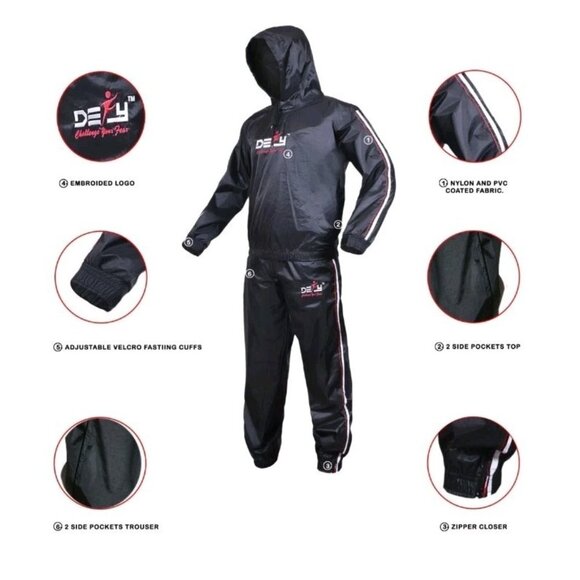 DEFY Heavy Duty Sauna Sweat Suit Gym / Workout READ MEASUREMENTS IN DESCRIPTION) - Picture 5 of 14